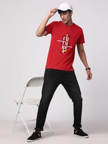 Image of ADRO Men's Graphic Printed 100% Cotton T-Shirt - Regular Fit, Printed T-Shirts for Men