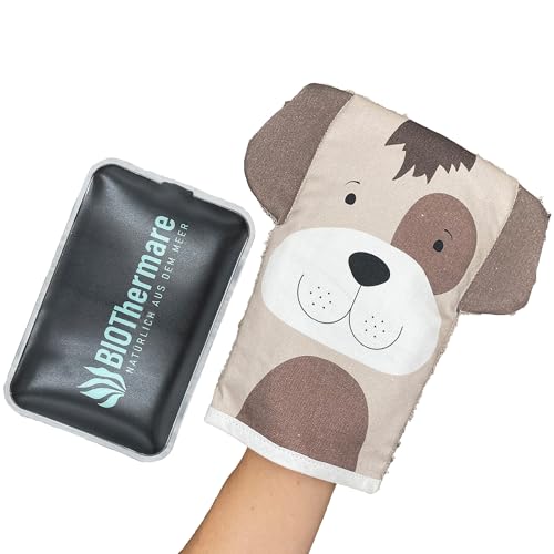 BIOThermare TRÖSTIES Rettungshund HENRI mini/Kalt Warm Kompresse mit umweltfreundlichem Seegras Gelpad & Rettungshund-Hülle aus nachhaltigen Materialien/Kinder Kühlpad/nachhaltiges Kühlkissen