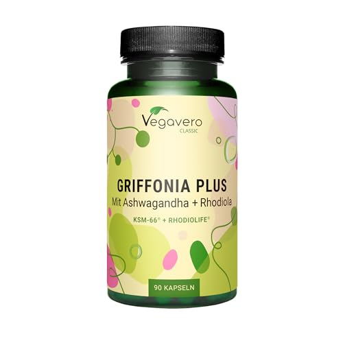 5HTP Griffonia 200 mg | Ashwagandha KSM-66 + Rhodiola Rosea | Dosis...