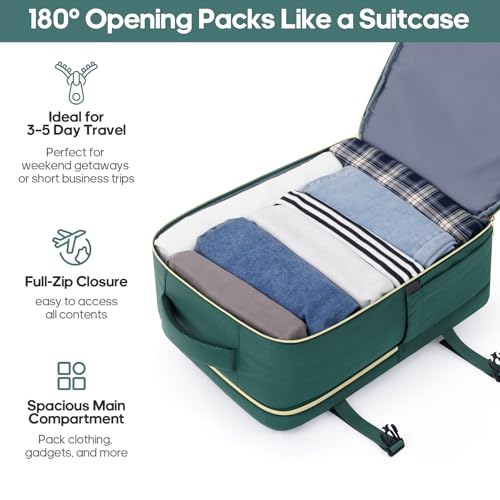 Image of Luggage Sets 3 Piece, Carry On Luggage 20In With Spinner Wheels,PC Hardside Suitcase Set with TSA Lock,Durable Carry On Suitcase With Travel Backpack for Men (Dark Green, 3 piece set (BP /20inch))