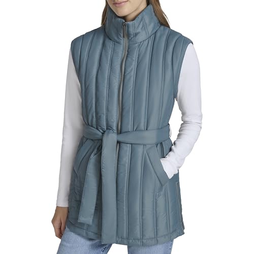 Andrew Marc Women's Self Tie Quilted Tunic Length Vest