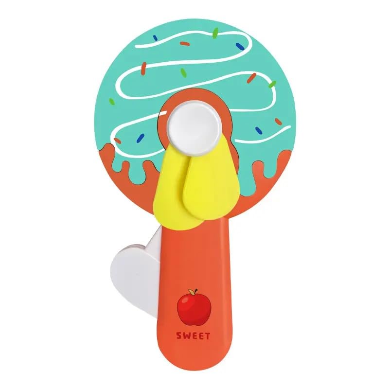 YRTOYS Manual Hand Press Fruit Fan for Kids, Small Pocket Fan for Outdoor, Safe Mini Manual Fan, Portable Summer, Fan Toy For Children - Multi Print (01)