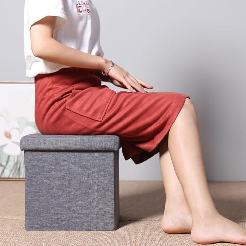 image for B FSOBEIIALEO Storage Ottoman Cube, Storage Chest Folding Foot Rest Se