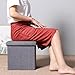 B FSOBEIIALEO Storage Ottoman Cube, Storage Chest Folding Foot Rest Seat, Linen Grey 12.6