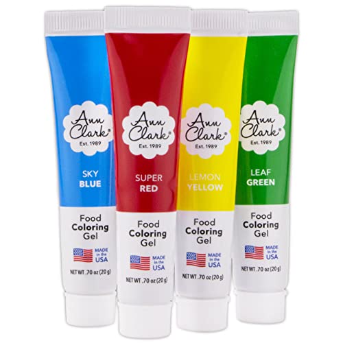Ann Clark Gel Colorante Alimentario Gel, Paquete de 4 Colores Brillantes en Pasta