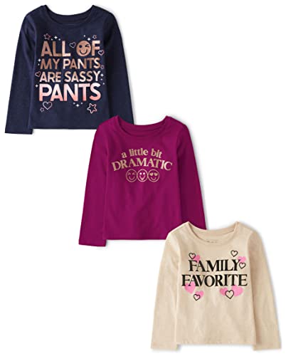 The Children's Place Baby Girls' and Toddler Unicorns,Butterflies,Trends Long Sleeve Graphic T-Shirts,3 Pack