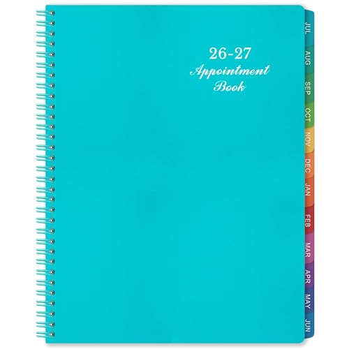 2026-2027 Weekly Appointment Book & Planner - Daily Hourly Planner 2026-2027 9 x 11 July 2026 - June 2027 30-Minute Interval Lay - Flat Spiral Binding Thick Paper - Teal Green