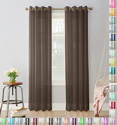 Megachest pair of sheer voile RING top (dark brown, 56" wideX36 drop(W142cmXH91.5cm)), W 56" x L 36" (2 Panels)
