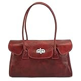 Sac à main et à èpaule en cuir avec deux lanières 6544 (Rouge)