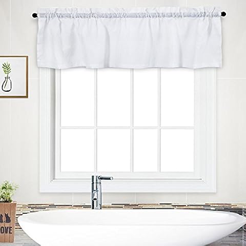 NANAN Curtain Valance,Waffle Weave Waterproof Window Valance for Bathroom,Rod Pocket Tailored Kitchen Valance Curtain Cafe Curtains - 60" x 15", White, One Panel Cover