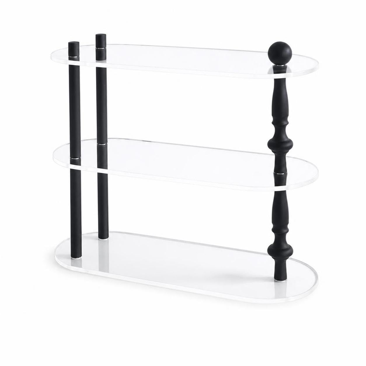 Schreibtisch Organiz und Kosmetik Organiz aus Acryl und Metall für minimalistische Arbeitsplätze und Schminktische, Leichter Luxus, Schwarz, Beige