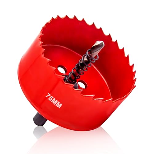 Hole Saws Cutter, HSS Bi-Metal Drill Bit for Wood, Plastic, UPVC, Fiberglass and Plasterboard (75mm)