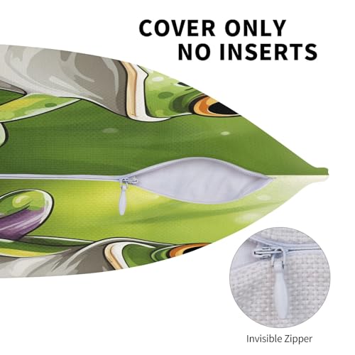 Housse de coussin grenouille avec imprimé animé original - 6