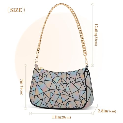 Colorful Geometric Gray Ladies Shoulder Bag for Women Classic Purse Hobo Totes Animal Clutch Handbags Zipper Closure3