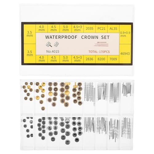 HOMSFOU Caja de Accesorios para Reparación de Relojes con Vástagos de Cobre Dorado y Plateado, Kit de Piezas de Repuesto para Resorte y Varilla de Extensión, Herramientas de Bricolaje