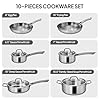 cookware 15 Bonnlo 10 Pieces Cookware Set, 3-Ply Stainless Steel Pots and Pans Set with Lids, Non-Toxic Kitchen Set, Oven & Dishwasher Safe, Induction Cooking Set, PFOA & PTFE Free, Compatible for All Cooktops #2