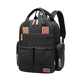 SONARIN Grand Sacs à Dos à Langer pour Bébé,Sacs à Langer Multifonction Portable Sac à Couches de Voyage Imperméable avec Crochets de Poussette & Poches Thermiques pour Mère & Papa(Noir)
