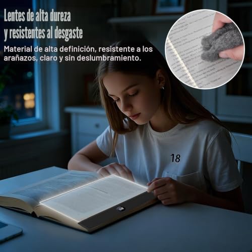 Lámpara LED para página de libro con panel antirreflejos para cuidar tu vista 7