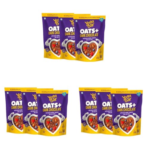 Image of Yogabar Dark Chocolate Oat 1kg, Pack of 9 | Gluten Free Golden Oatss | Healthy Breakfast Cereal with Wholegrain Oats (Dark Chocolate Oatss)