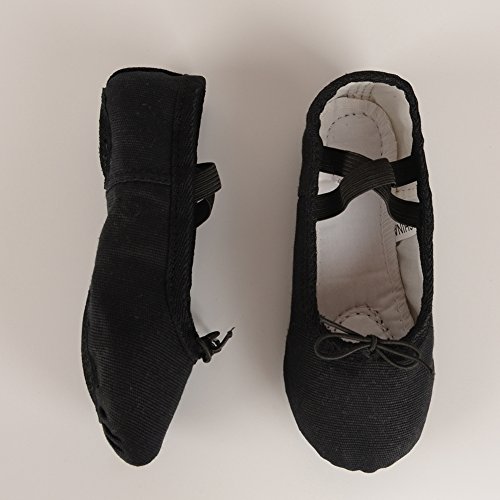 RUQIJI Canvas Ballet Shoes for Girls/Toddlers/Kids/Women, Ballet Practice Shoes/Full Sole Ballet Slippers/Better Fit Dance Shoes 5