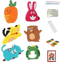 Beginner Sewing Kit for Kids Ages 6+, DIY Craft Set with Fabric, Thread & Safe Needles