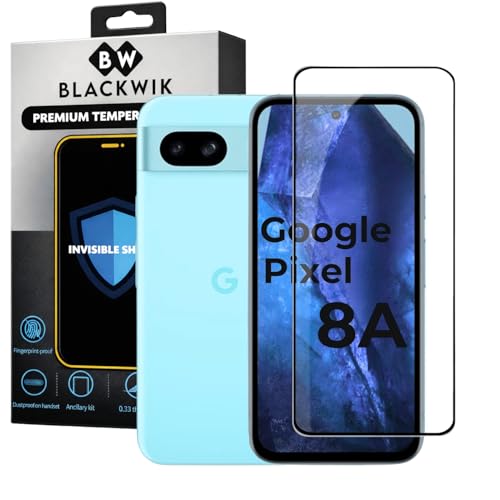 Image of Blackwik Military-Grade Gorilla Tempered Glass for Google Pixel 8A (Black) | Edge to Edge Full Screen Coverage | Scratch Resistant | Easy Installation Kit | Screen Protector for Smartphone