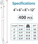 Anoson - Zip Ties (4"+6"+8"+12"), 400 Pack, Black Cable Ties, UV Resistant Wire Ties
