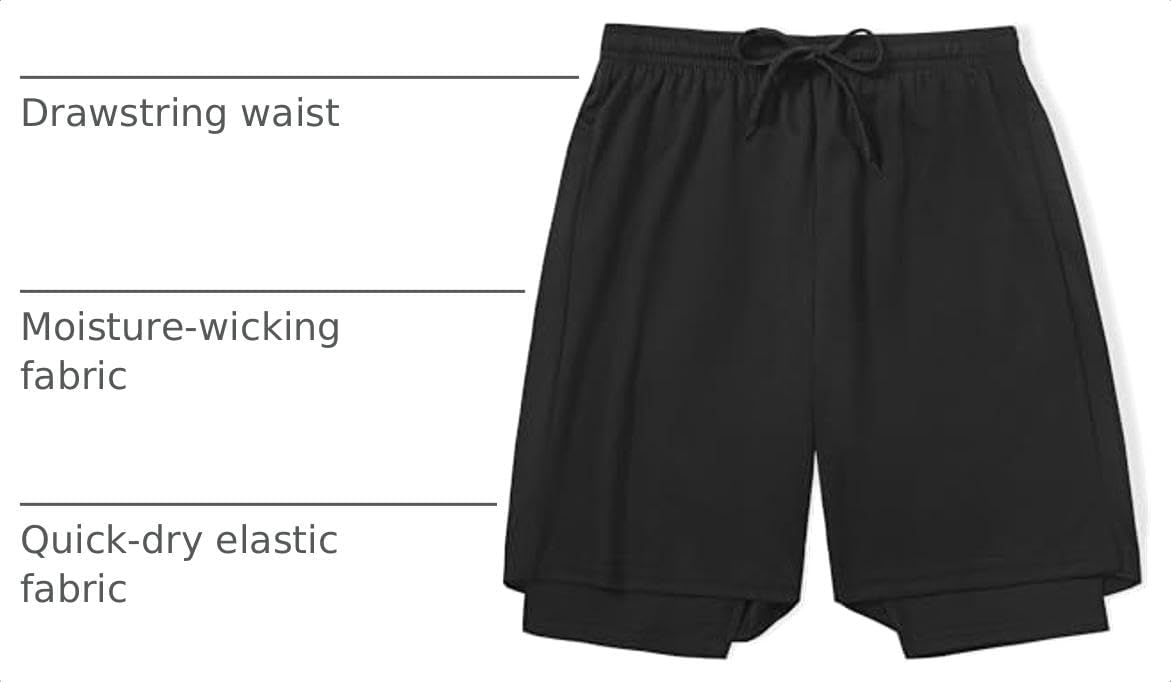 DANI CHINS Boys 2 in 1 Athletic Active Shorts Sports Running Quick Dry Breathable Compression Shorts