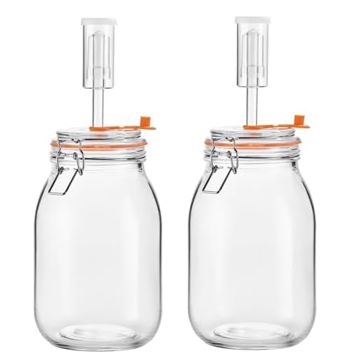 Glolaurge 1.8 Liters(0.48 gallons) Fermentation Jar, Wide Mouth Glass Fermenting Jar with Airlocks for Making Sauerkraut, Kimchi, Pickles, Mead, Cider & More, Pack of 2