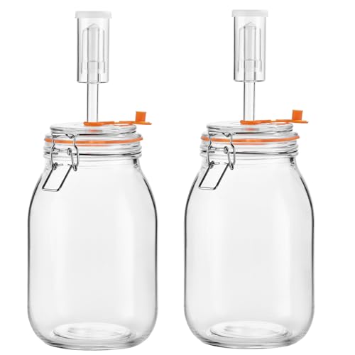 Glolaurge 1.8L Wide Mouth Fermentation Jars with Airlocks 2-Pack
