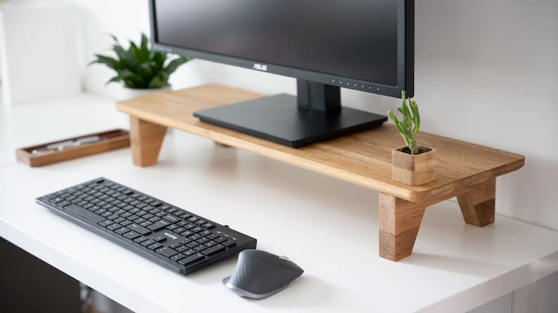 Streem Wooden Computer Monitor Stand, Monitor Riser Desk Shelf Desktop Stand Laptop Riser (Style- 08)