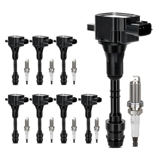 Image of UF510 Ignition Coil & 6240 Double Iridium Spark Plug For 04-07 Nissan TITAN | 2004 Pathfinder Armada,Nissan 2005-2006 Armada /2004-2006 INFINITI QX56 5.6L V8 Replaces# GN10243, 5C1482