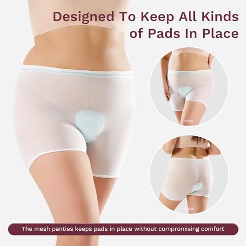 HANSILK Mesh Underwear Postpartum 8 Pack High Waist Hospital Mesh Panties Breathable,Delivery Post Surgical Recovery C-section Underwear, White, Medium - Thumbnail 5