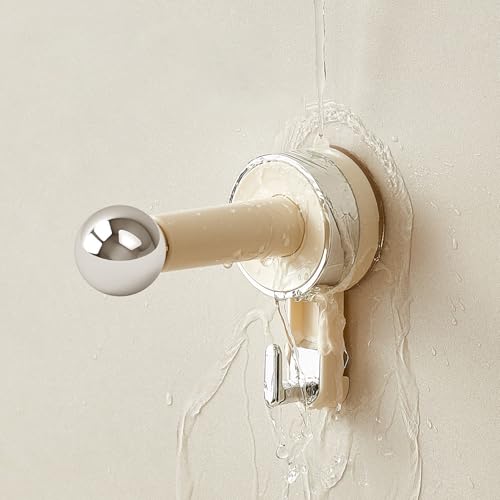 Image of House of Quirk Wall Suction Hook, Adjustable Heavy-Duty Suction Cup Hook for Bathroom & Shower, No Drilling Waterproof Wall Hook for Towels, Robes & Accessories (Cream)