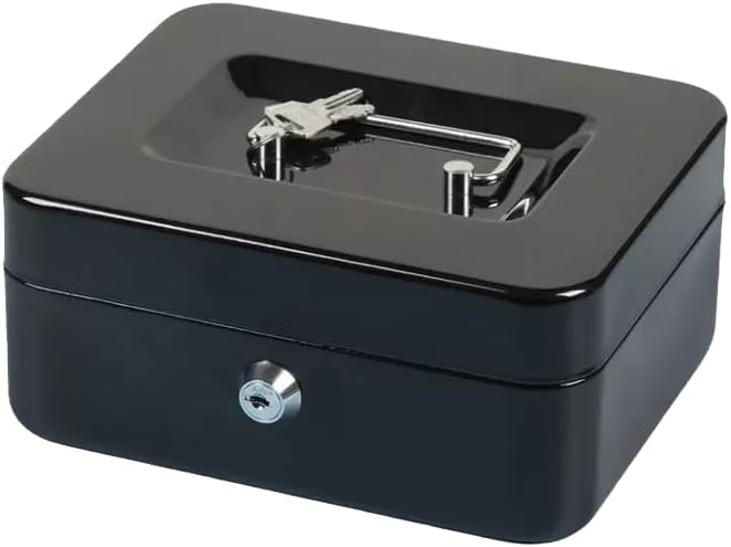 LAVISH Money Safe Cash Box 1 Unit, 2 PCS Keys Color Black (Size 150 x 120 x 80 MM) For Money Valuable Jewelry Receipts Collection