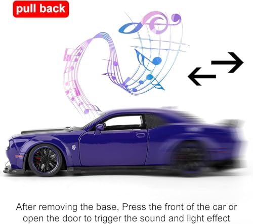 Image of FEXXA Hellcat 1:32 Scale Dodge Challenger Die-Cast Metal Toy Model Car for Kids - Pull Back Mechanism, Birthday Gift for 3+ Year Old Boys (Hellcat Blue)