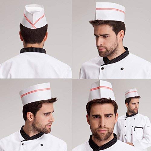 Tbestmax 40 PCS Disposable Soda Jerk Paper Cap, Chef Hat for Restaurant Party, Catering White - Thumbnail 7