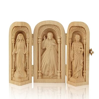 Suerhatcon Pequeño altar de viaje de madera portátil para la iglesia, estatua de tríptico religioso de Jesús, la madre de Dios y José, regalos religiosos | Ya disponible en tu tienda friki favorita! En mundofriki.es! Suerhatcon Pequeño altar de viaje de madera portátil para la iglesia, estatua de tríptico religioso de Jesús, la madre de Dios y José, regalos religiosos | Ya disponible en tu tienda friki favorita! En mundofriki.es!