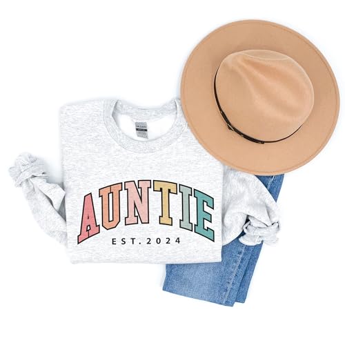 Retro Auntie Est Sweatshirt, Gift For Sister, New Aunt To Be Shirt, Pregnancy Announcement, Best Favorite Aunt, Unisex Crewneck Sweatshirt Sand4