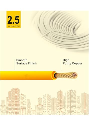 Image of PVC Insulated Wire 90 Meter Copper Wire (YELLOW, 2.50 SQ MM)