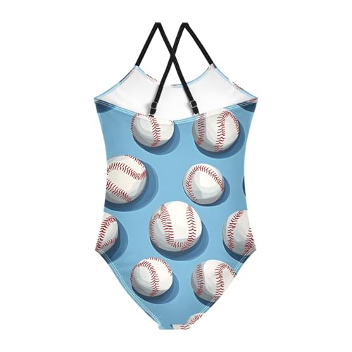 Cute Baseball Girls Swimsuits Quick Dry Crossback One Piece Beach Swimwear Bathing Suit2