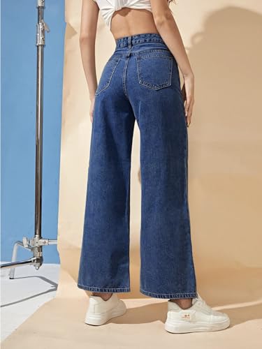 Image of Essential Wardrobe Staple Dark Blue Mid-Rise Stretch Denim Jeans for Women Dark Blue Jeans