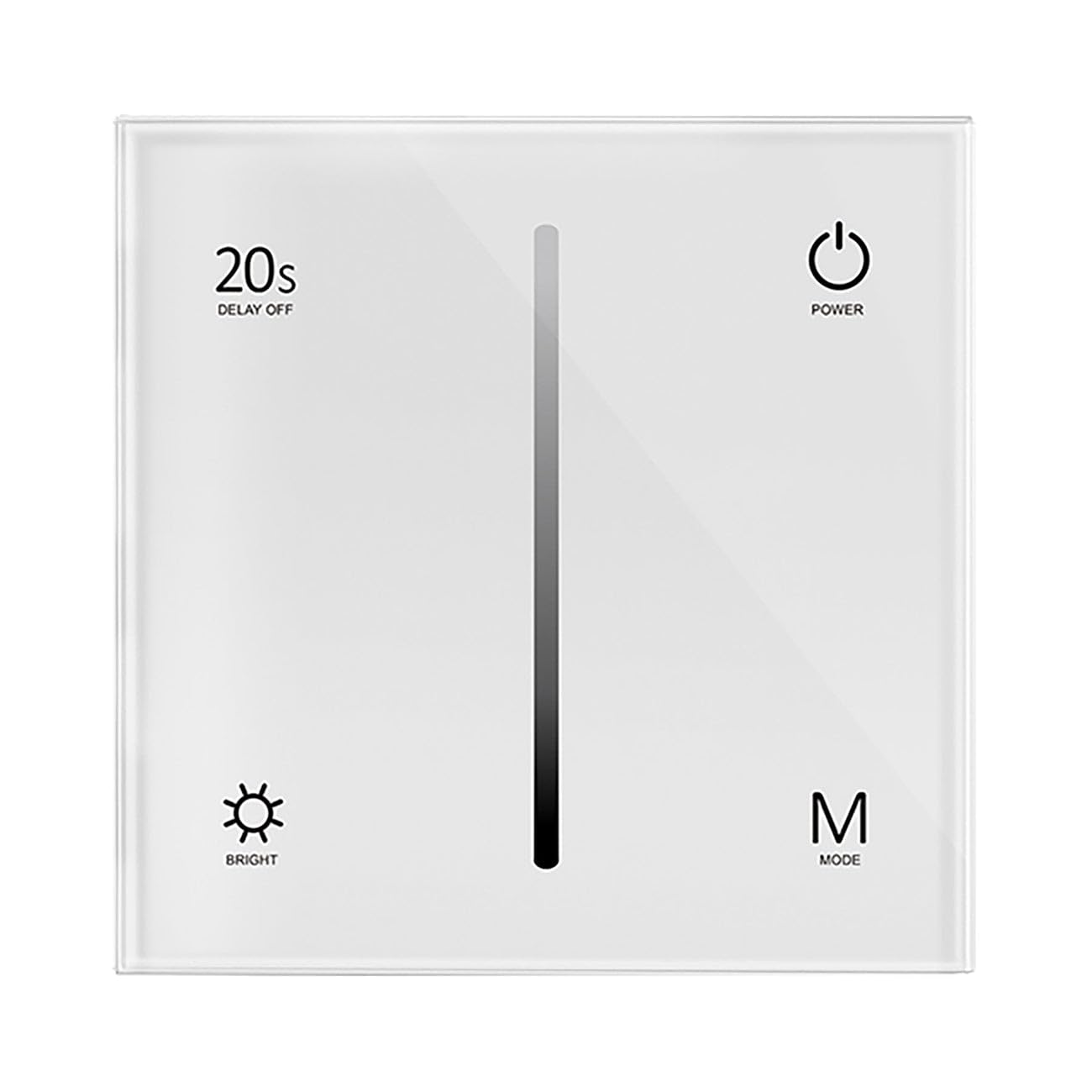 G.w.s Single Colour Dimming (White) White 4Ch*3A Dc 12V-24V 2.4Ghz Rf Wall Mounted Dimming Touch Glass Panel Controller For Single Colour Led Strip Lights
