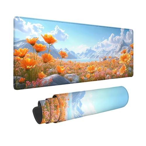 Tapis souris fleurs sous main bureau jaune idéal pour illuminer votre espace télétravail