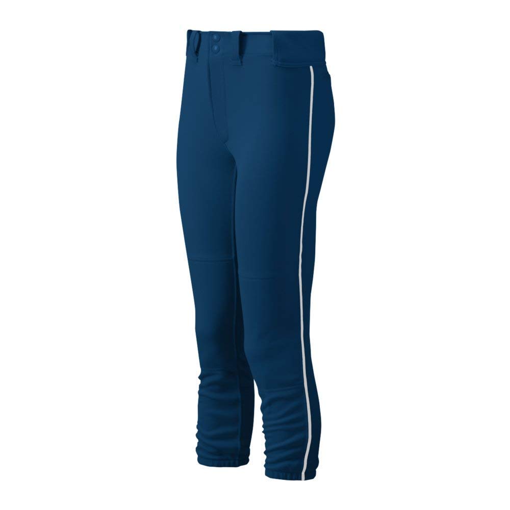 Mizuno Damen Damen Hose mit Gürtel, paspeliert, Größe S, Weiß/Rot Damen Hose mit Gürtel