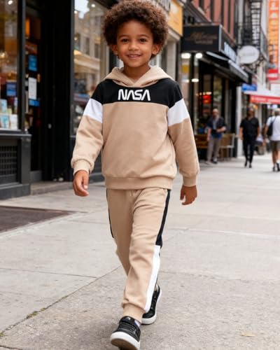 Image of 2-6T Toddler Baby Boy Clothes Long Sleeve Hooded Pullover Colorblock Sweatshirt + Pants 2pcs Fall Winter Outfit Set