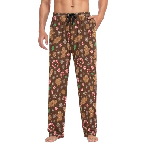 Plaaee Men's Flannel Pajama Pants Christmas Gnome Snowflakes Sleep Lounge PJ Bottoms Sweatpants S3