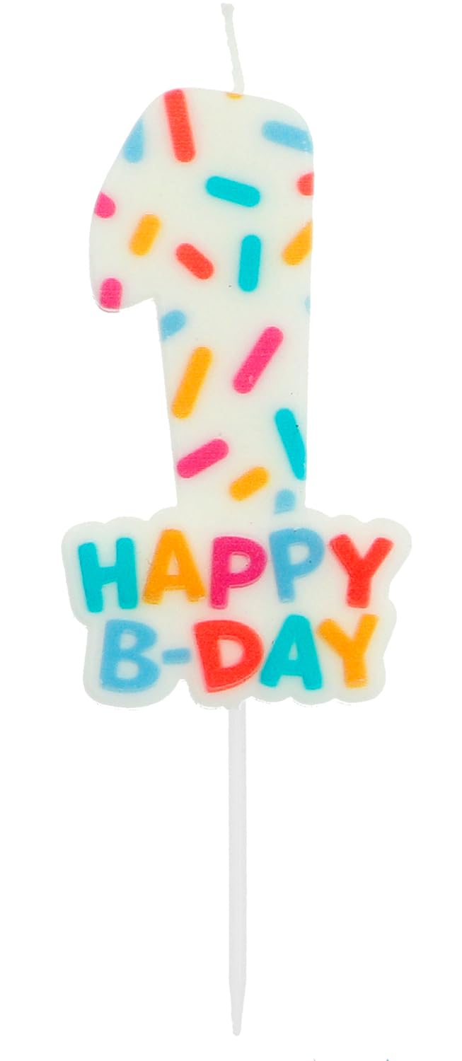 Folat 24111 Cozy Sprinkles Candle Number 1-7 cm-Cake Decorations for Birthday Anniversary Wedding Graduation Party, Multi Colors, 7 cm