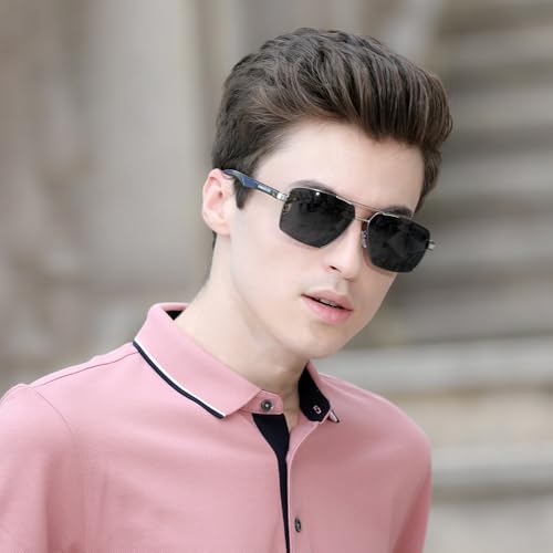 KINGSEVEN Pilot Polarized Square Sunglasses for Men Classic UV400 Protection Mirrored Lens Fashion Vintage Retro Style 77192