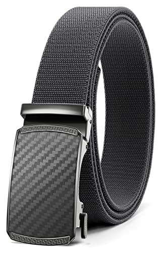 CHAOREN Stretch Belts for Men, Elastic Golf Belt Men Casual 1 3/8"(35mm), Ratchet Nylon Mens Belt, Comfy Adjustable Mens Belt Trim to Exact Fit (Grey Golf Belt)